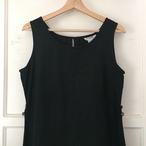 Vintage Black Raw Silk Straight Tank Dress